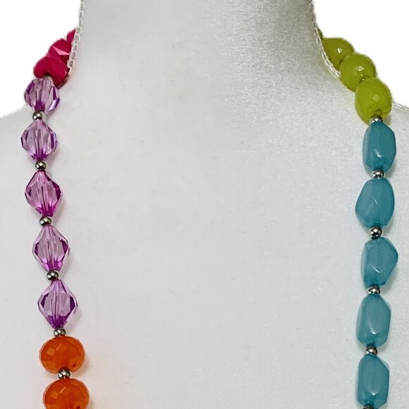 Jennifer Miller Necklace Long Candy Colored Beaded Single or Double Strand Geome - Picture 2 of 5
